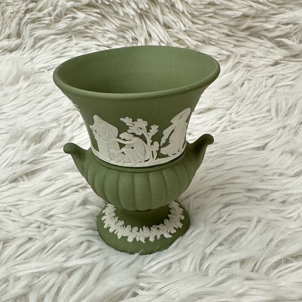 Wedgwood Green and White Vase